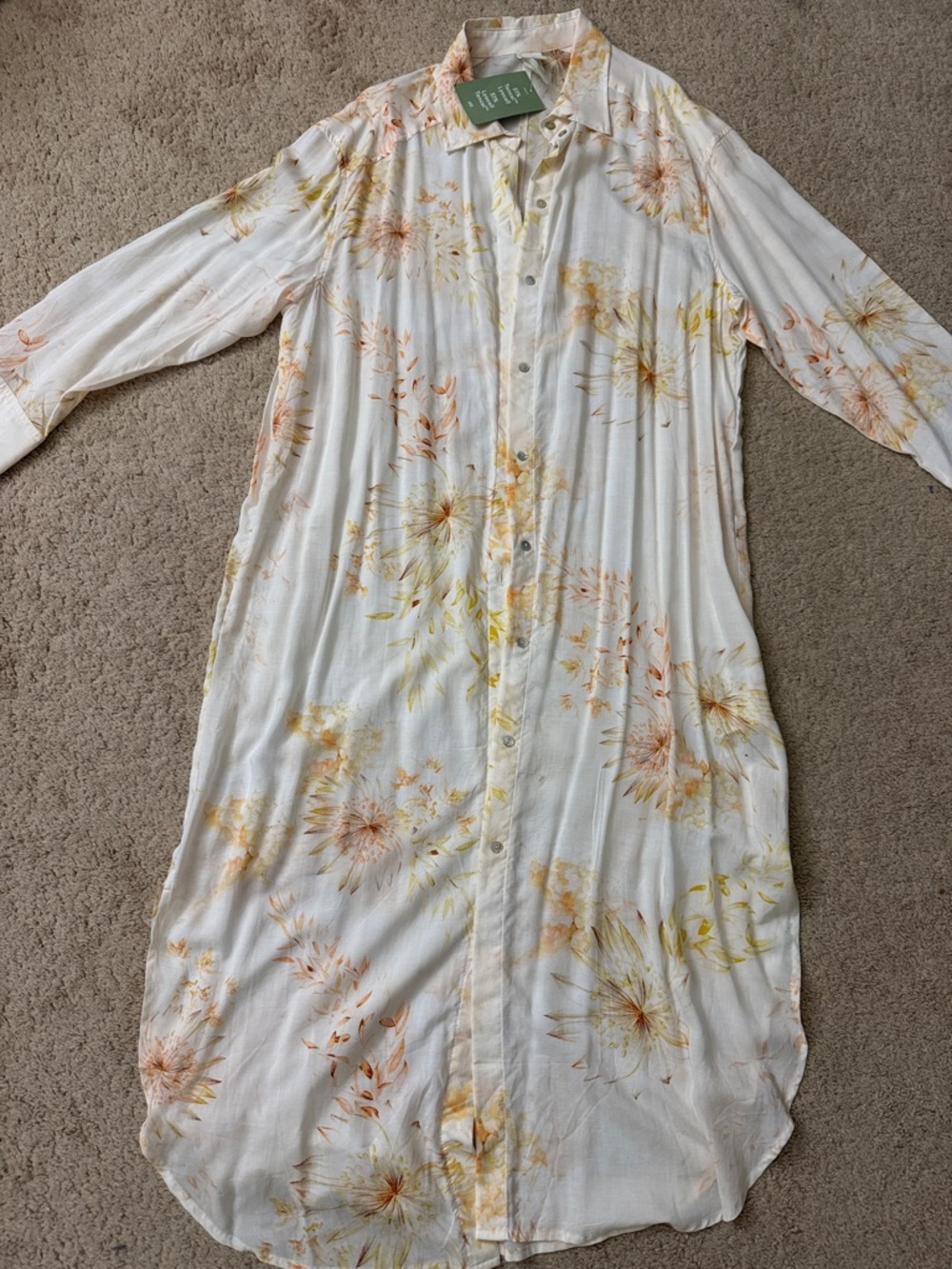 H&M Lily Rose Cream Floral Button-Front Nightshirt